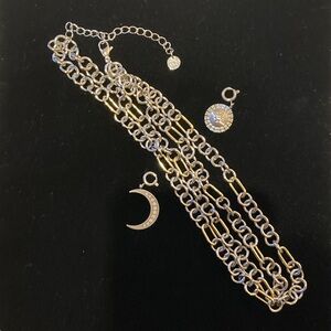 Treasure Jewels Mixed Metal Charm Necklace with 2 stainless JBloom Charms